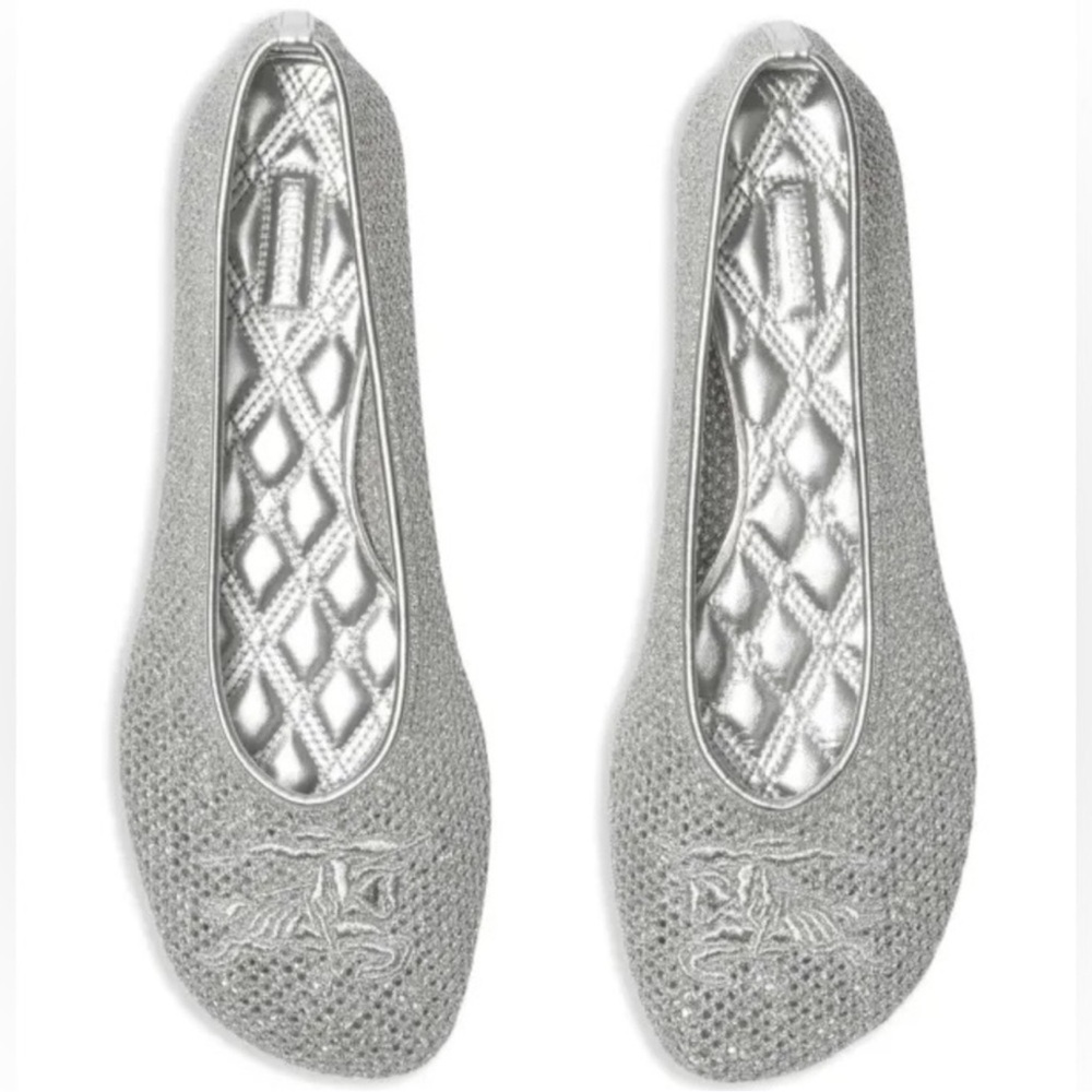 Burberry Mesh Ballerina Flats In Silver $398 $970 Size: 39 Burberry